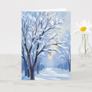 Carte Forêt embrassée par la neige   Peinture aquarelle 