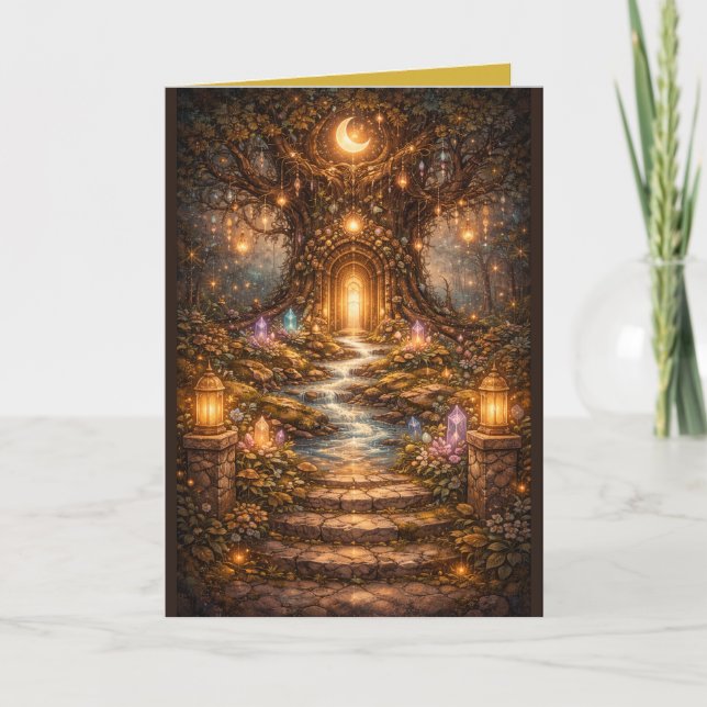 Carte Forêt enchantée avec porte lumineuse (Devant)