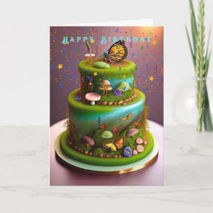 Carte Forêt Enchantée de Fête d'Anniversaire Papillons C