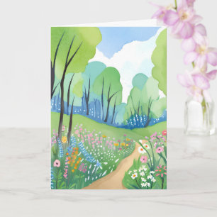 Carte Forêt Florale Fleurs Sauvages Aquarelle Nature