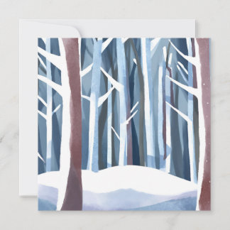 Carte Forêt hivernale enneigée | Aquarelle simple modern