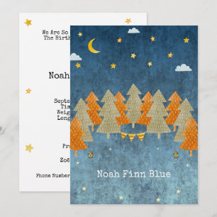 Carte Forêt Magique Mignonne avec Arbres et Étoile