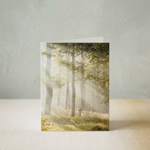 Carte Forêt sereine ensoleillée Croix Religieuse / Sympa