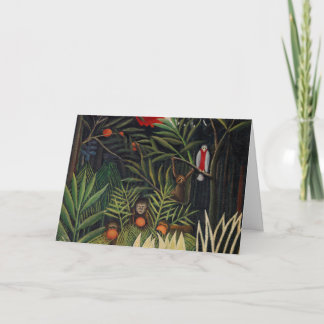 Carte Forêt tropicale avec singes par Henri Rousseau