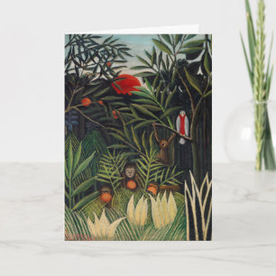 Carte Forêt tropicale avec singes par Henri Rousseau