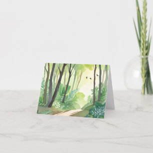 Carte Forêt verte florissante Aquarelle de nature