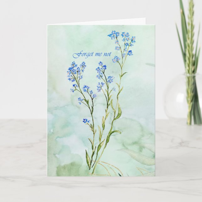 Carte Forget me not Custom Watercolor Garden Flower (Devant)