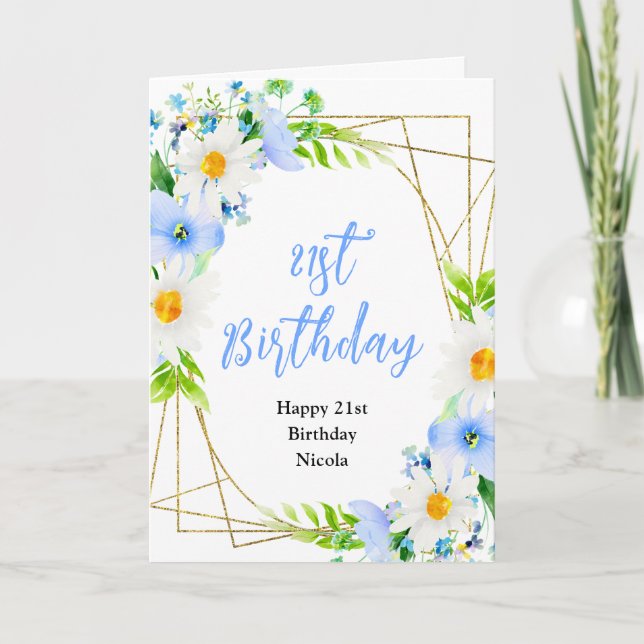 Carte Forget-Me-Nots and Daisies Floral Birthday (Devant)