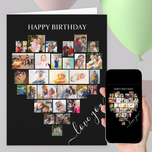 Carte Forme du coeur Photo Collage Love Script Anniversa