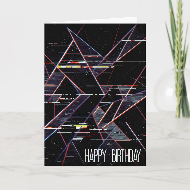 Carte Formes géométriques néon de glitchcore d'anniversa (Devant)