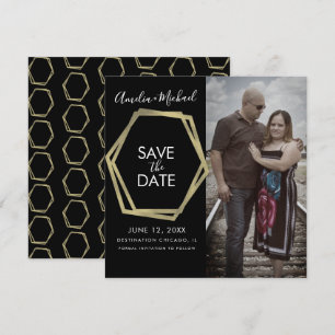 Carte Formes Géométriques Or Save the Date