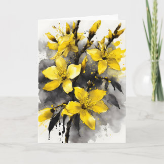 Carte Forsythia - Watercolor flowers