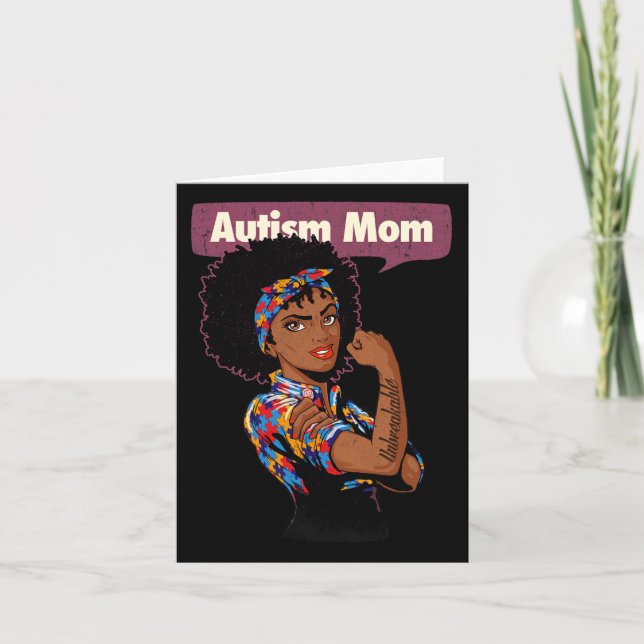 Carte Forte Autisme Mère Sensibilisation Afro Mère Fille (Devant)