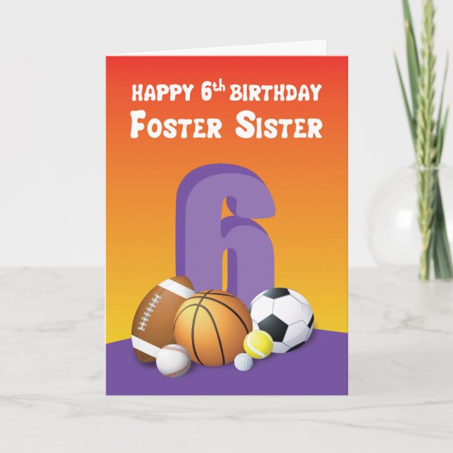 Carte Foster Soeur 6e Bals de sport anniversaire (Devant)