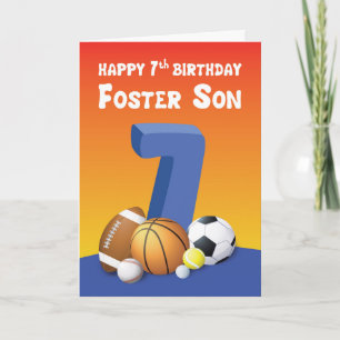 Carte Foster Son 7ème anniversaire Balles de sport