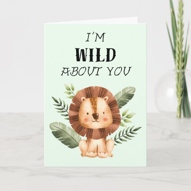 Carte Fou de toi Mignon Lion Quitte la Saint-Valentin (Devant)