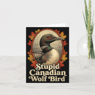 Carte Fou loup canadien oiseau drôle rétro amoureux du p