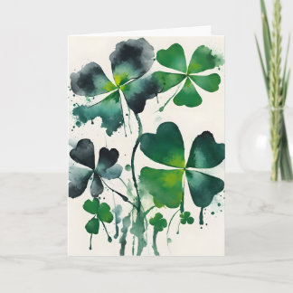 Carte Four-leaf clover - Watercolor flowers
