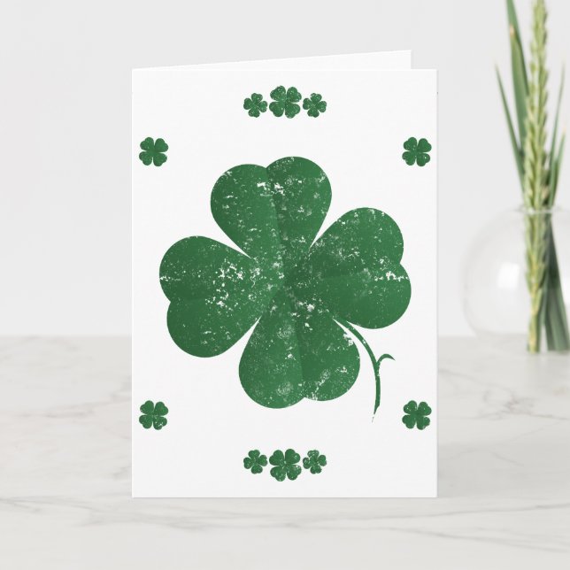 Carte Four Leaf Clovers - style vintage (Devant)