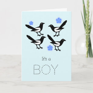 Carte Four magpies baby it's a boy new baby card