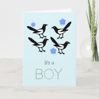 Carte Four magpies baby it's a boy new baby card