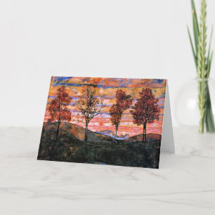 Carte Four Trees, art d'Egon Schiele,