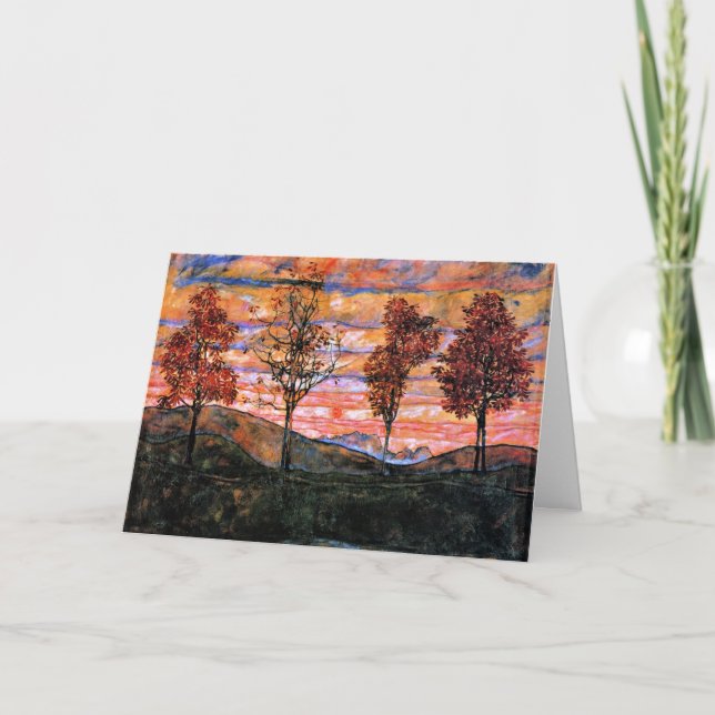 Carte Four Trees, art d'Egon Schiele, (Devant)