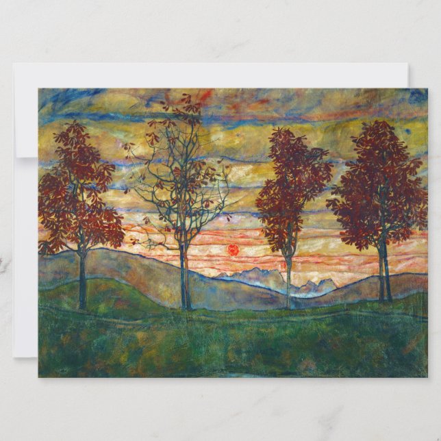 Carte Four Trees (Landscape Art) (par Egon Schiele) (Devant)
