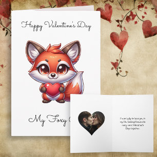 Carte Fox avec cœur Photo personnalisée de la Saint-Vale