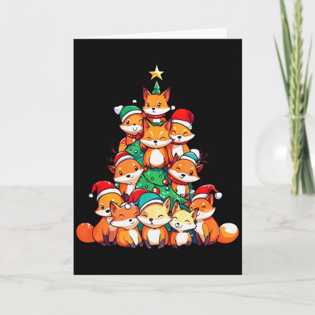 Carte Fox Christmas Tree Xmas Girls Boys Funny Santa  (Devant)