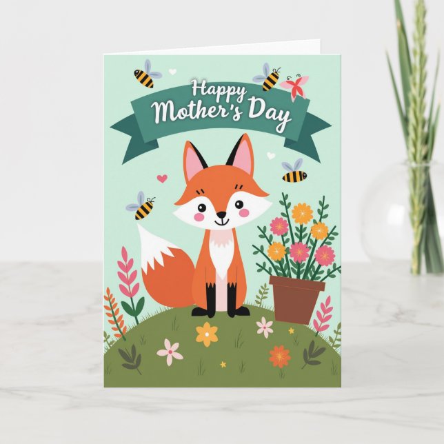 Carte Fox Floral Mothers Day Card (Devant)