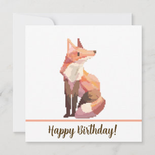 Carte Fox Joyeux anniversaire Pixelart, Pixel Art