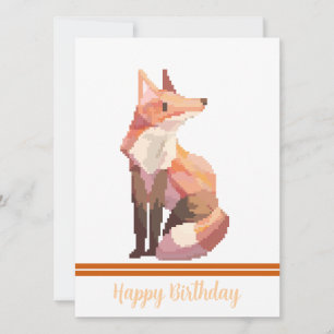 Carte Fox Pixelart, Pixel Art, joyeux anniversaire