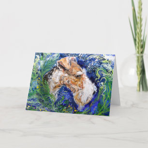 Carte Fox Terrier bleu