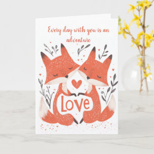 Carte Foxes d'amour et Saint-Valentin du grand coeur
