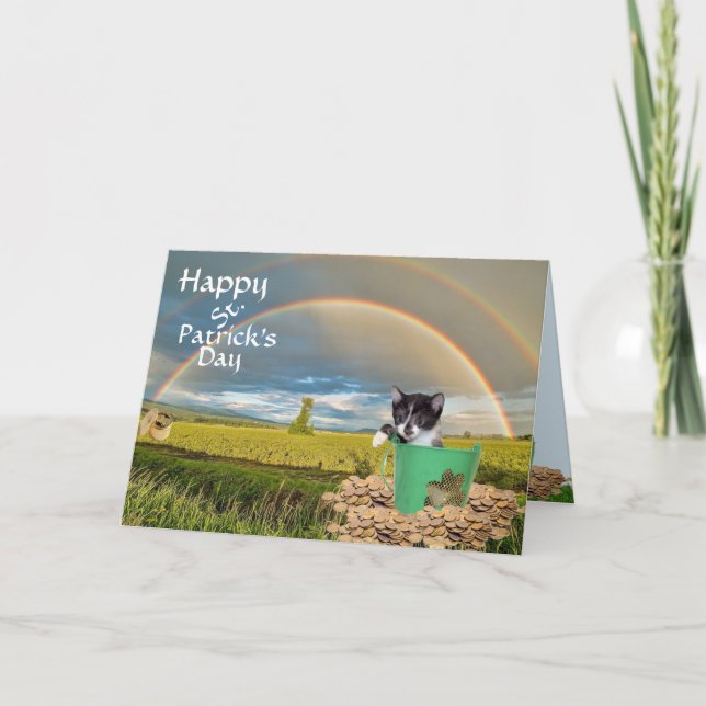 Carte Foxi Moxi Fête de la Saint Patrick du chat (Devant)
