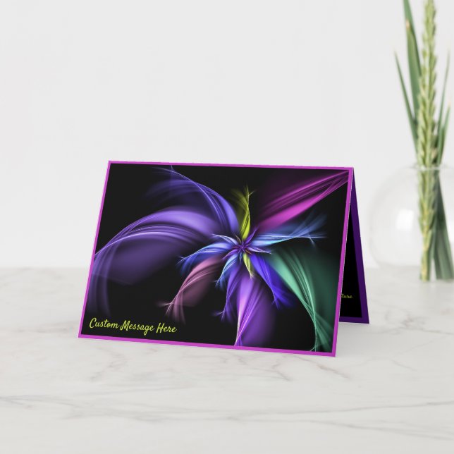 Carte Fractale Élégante de Noir Violet Jaune & Bleu (Devant)