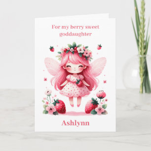 Carte Fraise rose Fée Berry Anniversaire Godgirl