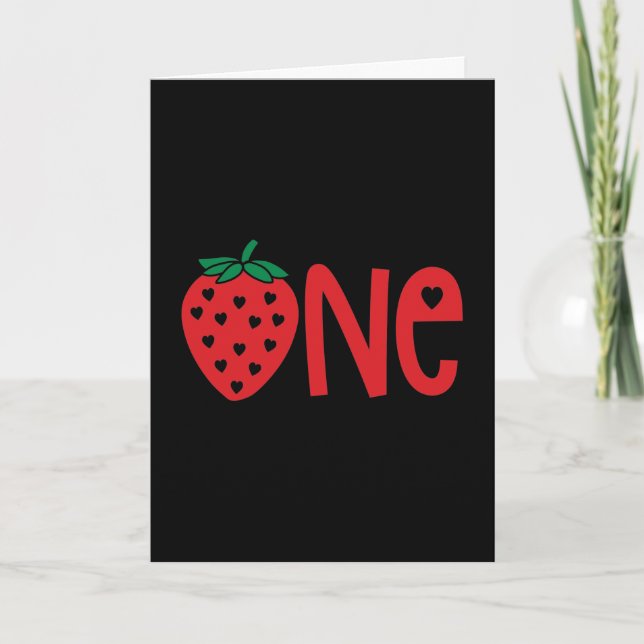 Carte fraise Un 1er anniversaire (Devant)