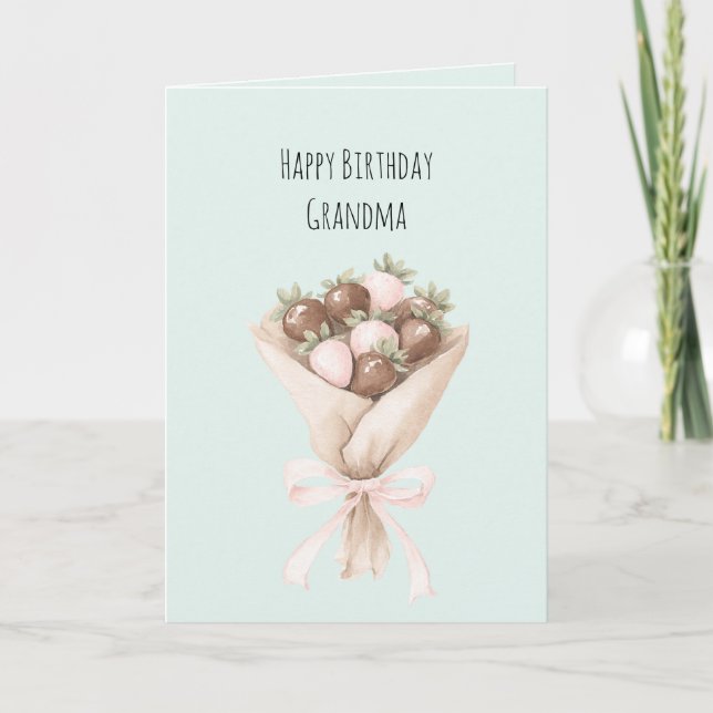 Carte Fraises au Chocolat Rose Menthe   (Devant)
