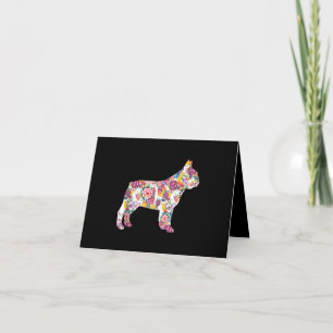 Carte Français Bulldog Flower Motif Frenchie Bulldogs