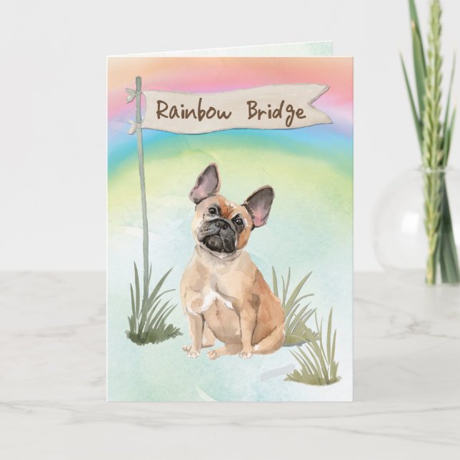 Carte Français Bulldog Pet Sympathie sur Rainbow Bridge (Devant)
