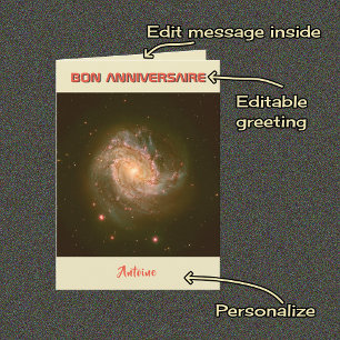 Carte Français personnalisé texte astronomie anniversair