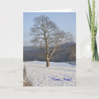 carte française de nouvelle année d'arbre d'hiver