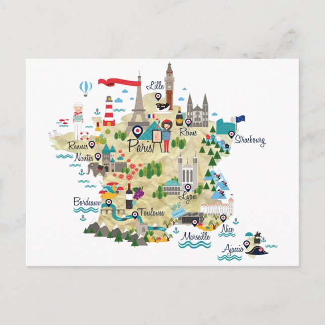 Carte France Destinations Touristiques (Devant)