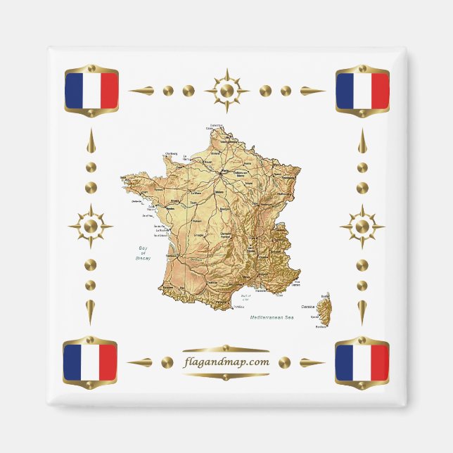 Carte France + Magnet des drapeaux (Devant)