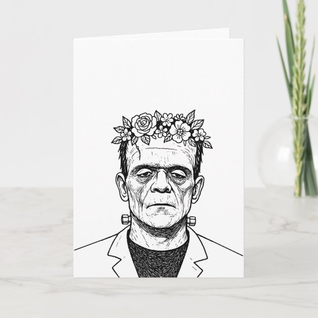 Carte Frankenstein avec une couronne de fleurs (Devant)