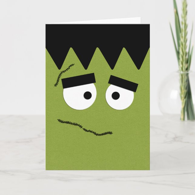 Carte Frankenstein drôle font face pour Halloween (Devant)
