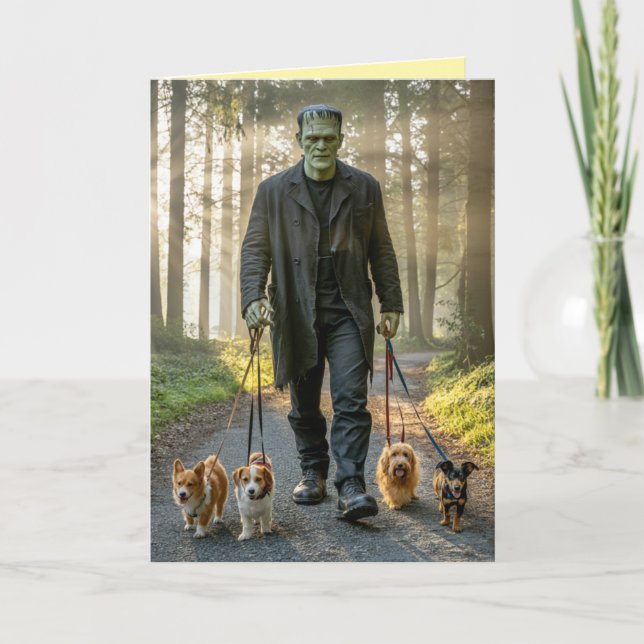 Carte Frankenstein promène le chien (Devant)