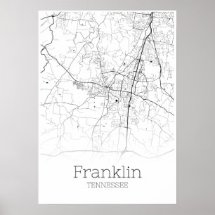 Carte Franklin - Tennessee - Affiche de la carte d